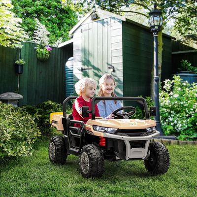 HOMCOM 12V 2-Seater Kids Ride-On Car with Electric Bucket - Yellow
