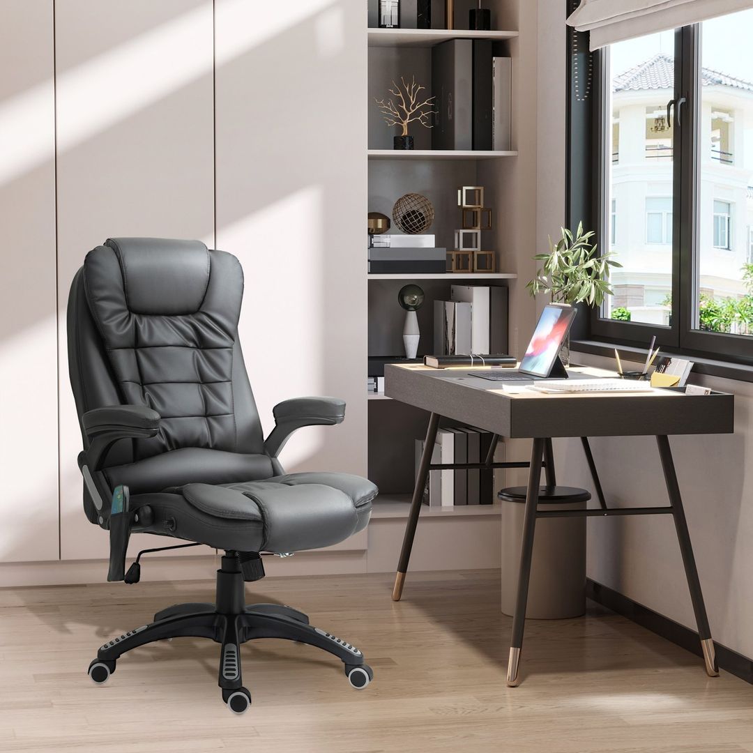 HOMCOM Office Chair with Massage Heat - Black - Image 1