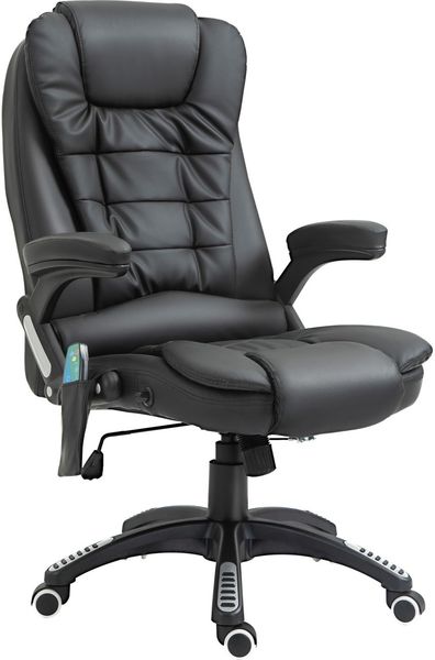HOMCOM Office Chair with Massage Heat - Black - Thumbnail 2