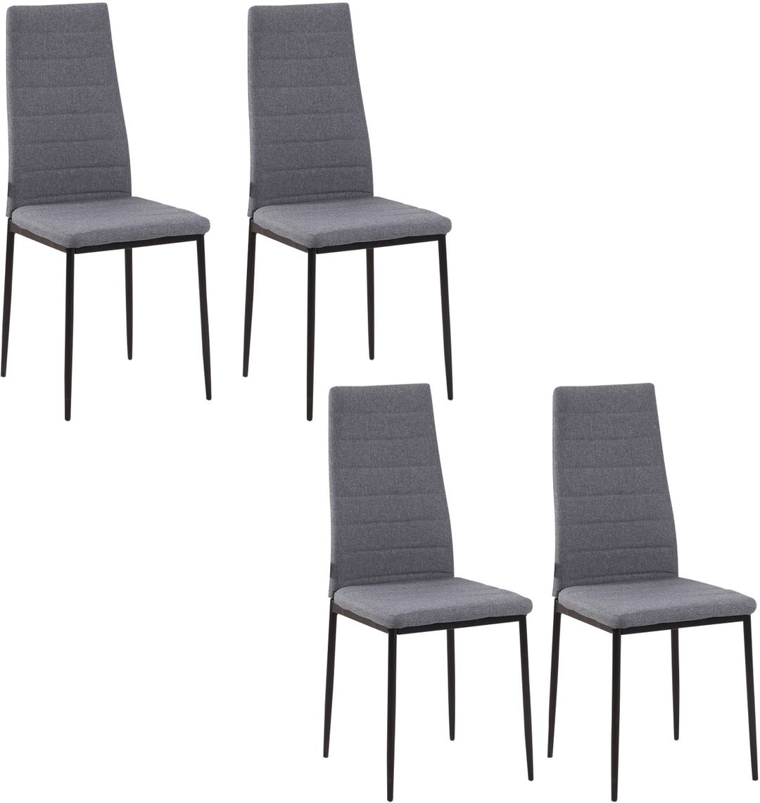 HOMCOM High Back Dining Chairs Modern Upholstered Linen-Touch Fabric - Grey - Image 1