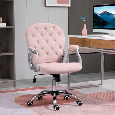 Vinsetto Home Chair Luxury Velour Ergonomic - Pink / VelvetSpongepp