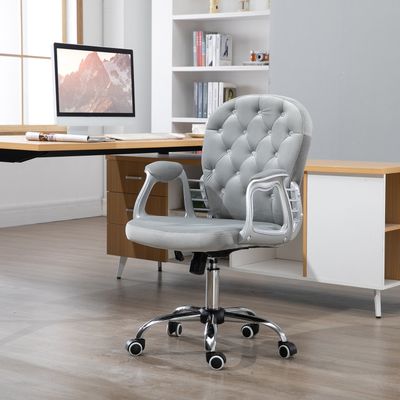 Vinsetto Home Chair Luxury Velour Ergonomic - Grey / VelvetSpongepp