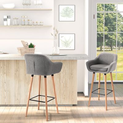 HOMCOM Set of 2 Bar Stools - Grey