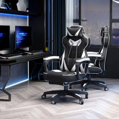 Vinsetto Gaming Chair Ergonomic Reclining - White, Black