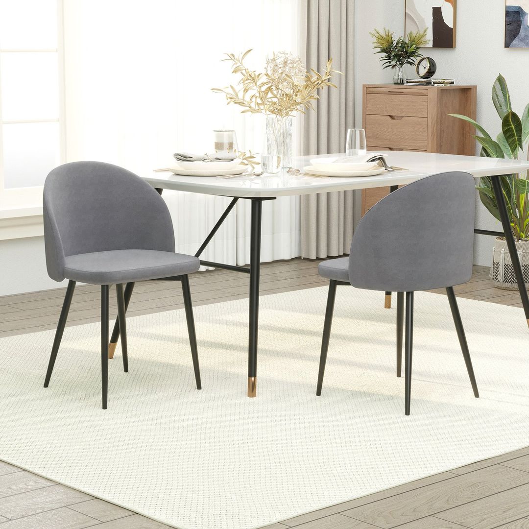 HOMCOM Dining Chairs Set of 2 Contemporary Design - Grey - Image 1