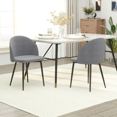 HOMCOM Dining Chairs Set of 2 Contemporary Design - Grey
