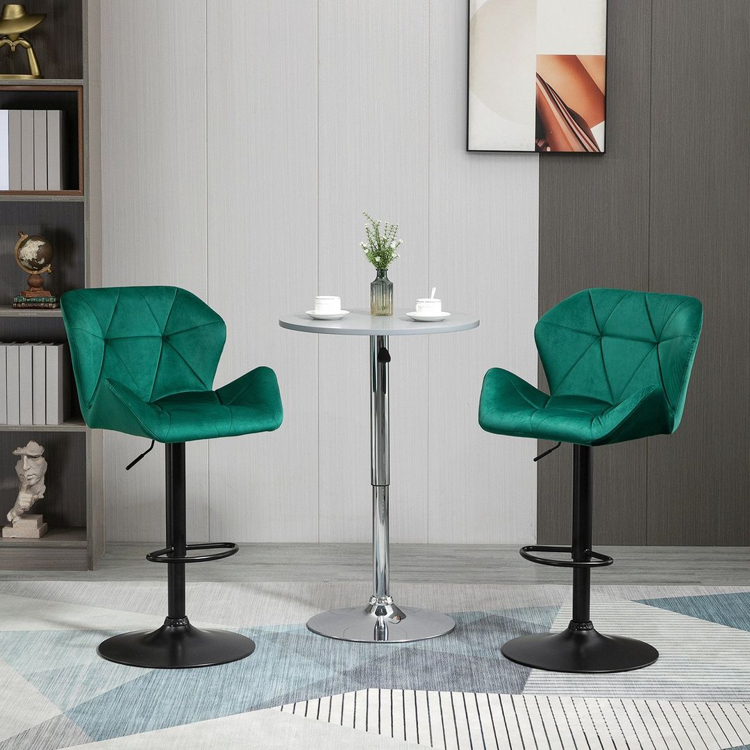 HOMCOM Adjustable Bar Stools Set of 2 - Green - Image 1