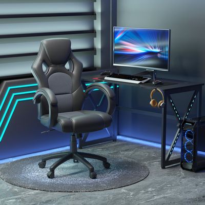 Vinsetto Gaming Chair Computer Desk Chair - Black, Grey / 14.5kg