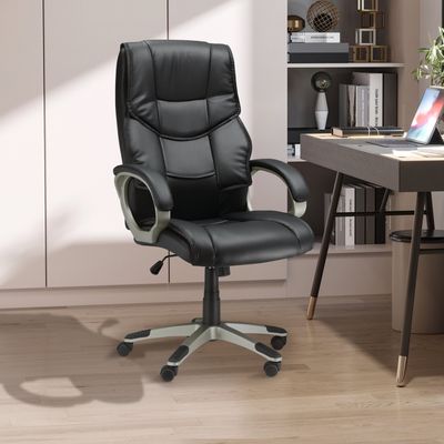 HOMCOM Faux Leather Office Computer Chair - Black
