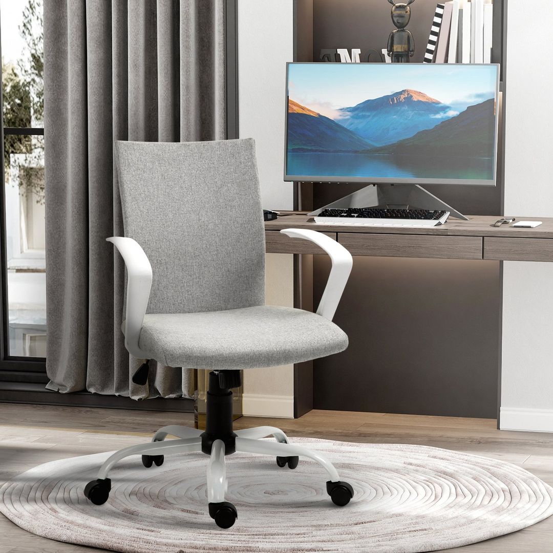 Vinsetto Office Desk Chair Fabric - Light Grey - Image 1
