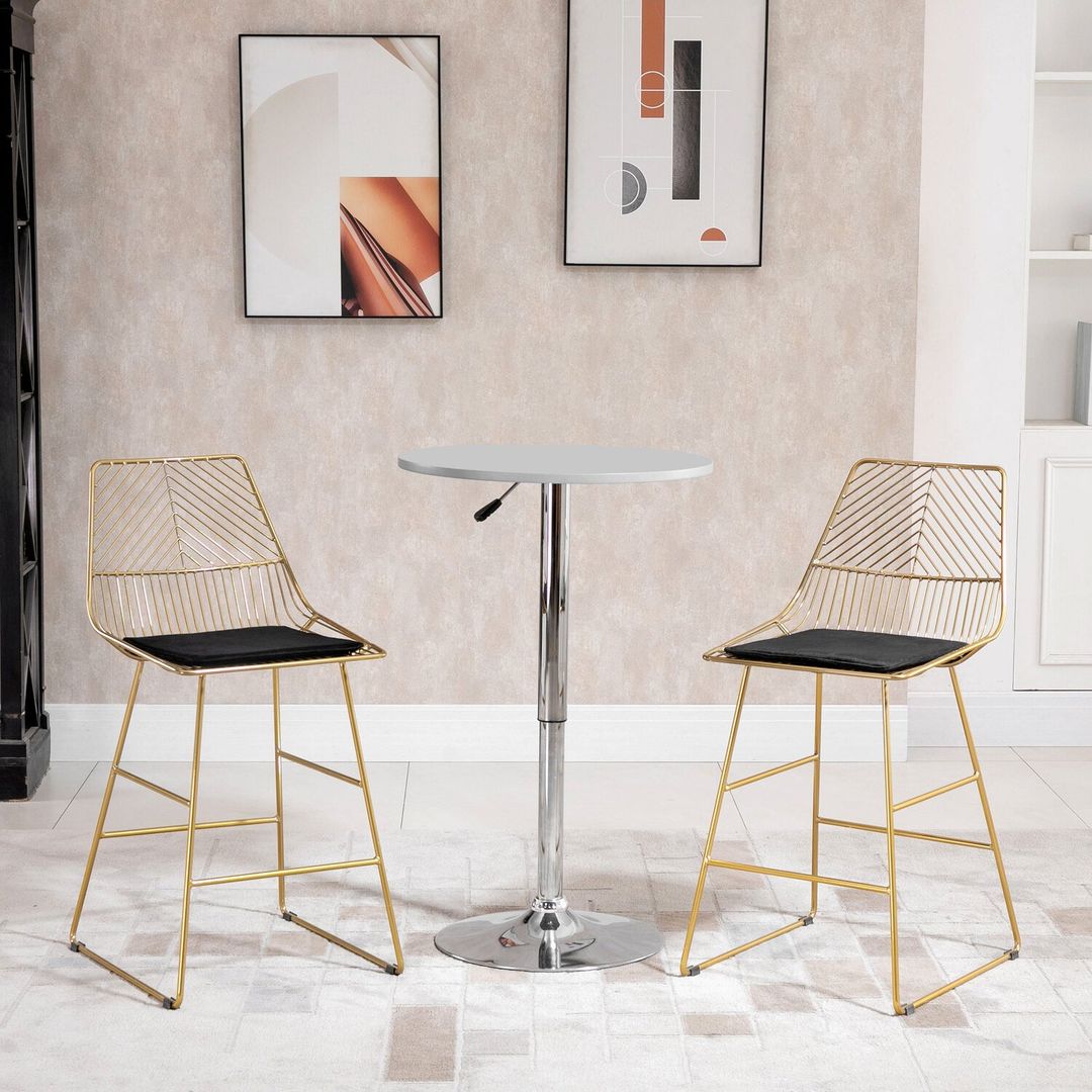 HOMCOM Modern Bar Stools Set of 2 - Gold Tone - Image 1