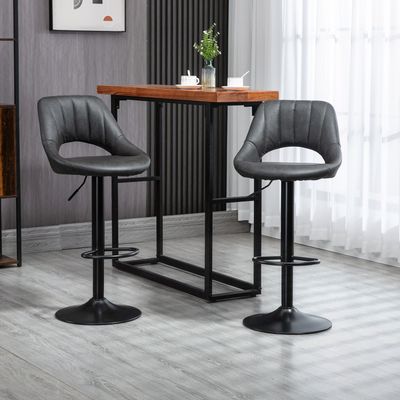 HOMCOM Bar Stools Set of 2 Swivel - Grey
