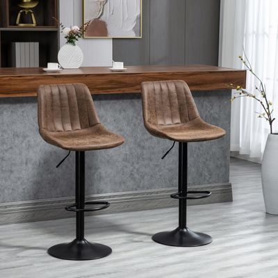 HOMCOM Set Of 2 Microfiber Bar Stools - Brown