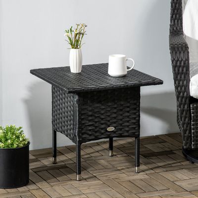 Outsunny All Hand Woven PE Rattan Outdoor Coffee Table - Black
