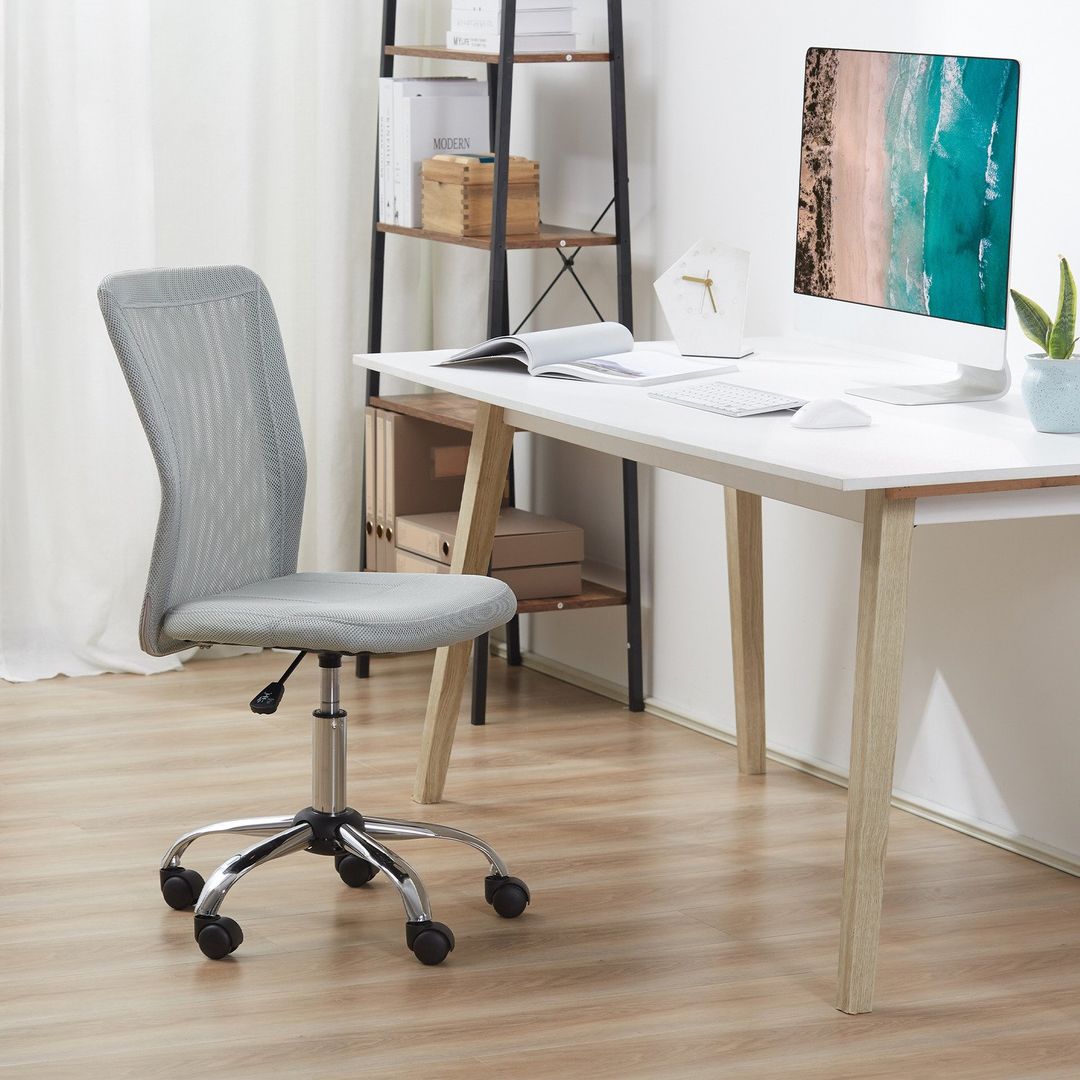 Vinsetto Rolling Wheels Armless Office Chair - Grey - Image 1