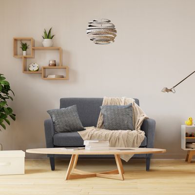 HOMCOM Modern-Curved 2-Seat Sofa Loveseat with Thick Cushion - Charcoal Grey