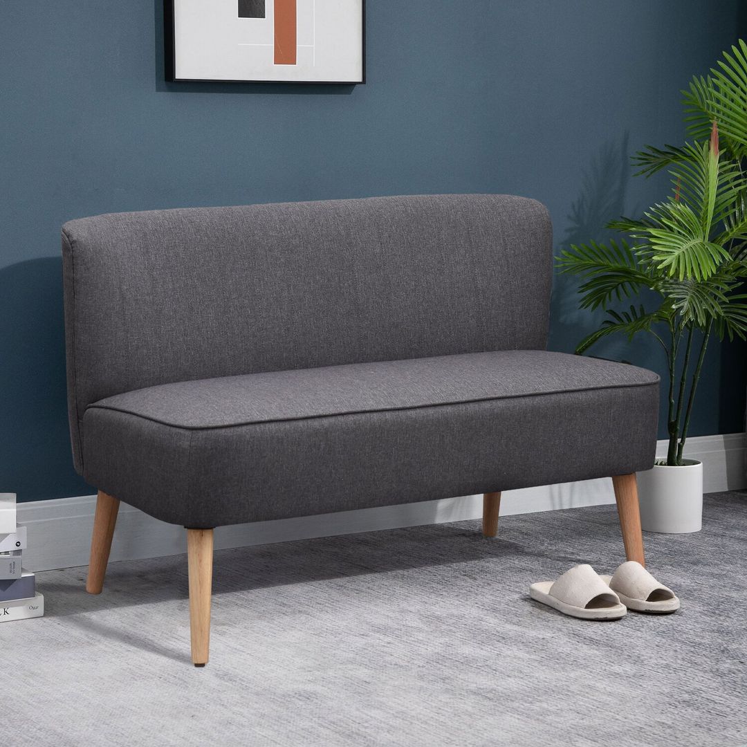 HOMCOM Double Love Seat Sofa - Dark Grey - Image 1