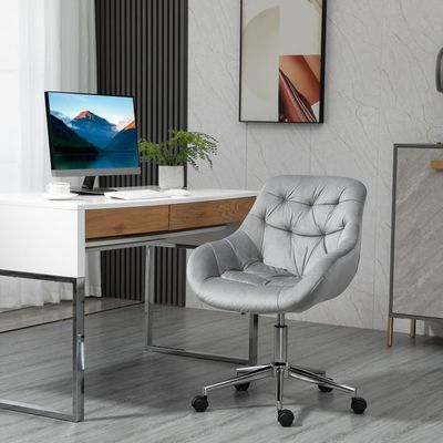 Vinsetto Comfy Velvet Desk Chair - Grey
