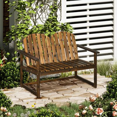 Outsunny Two Seater Wooden Bench - Carbonised finish