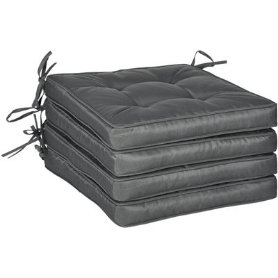 Outsunny Replacement Garden Seat Cushion Pad with Ties - Grey