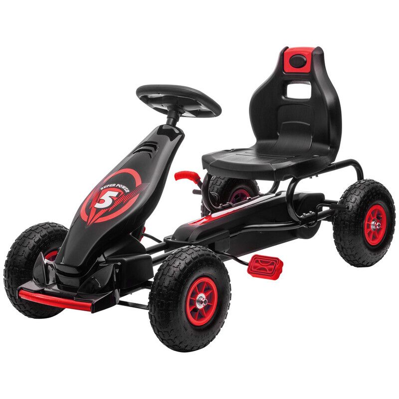 HOMCOM Children Pedal Go Kart with Adjustable Seat Rubber Wheels - Red - Image 1
