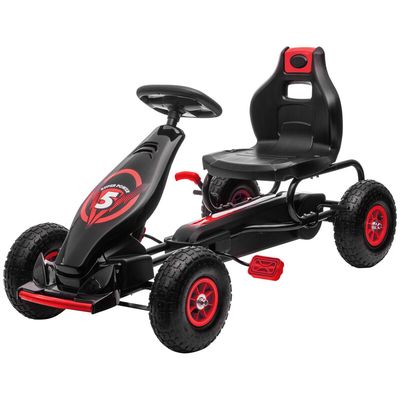 HOMCOM Children Pedal Go Kart with Adjustable Seat Rubber Wheels - Red