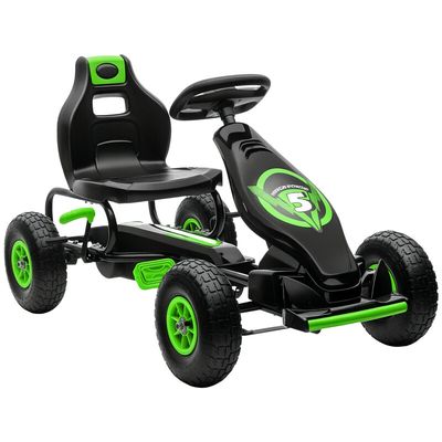 HOMCOM Children Pedal Go Kart with Adjustable Seat Rubber Wheels - Green