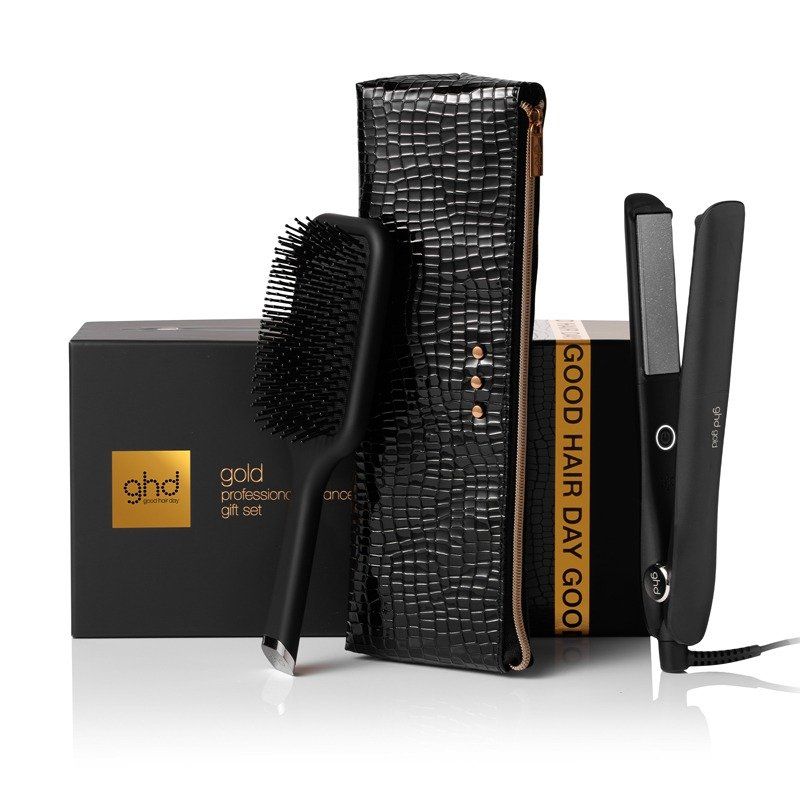 ghd Gold Styler gift set with detangling comb and styler bag - Image 1