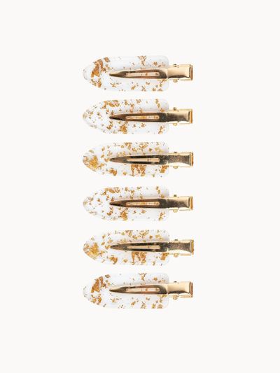 Brushworks Women's Gold Flake No Crease Clips - 6 Pack