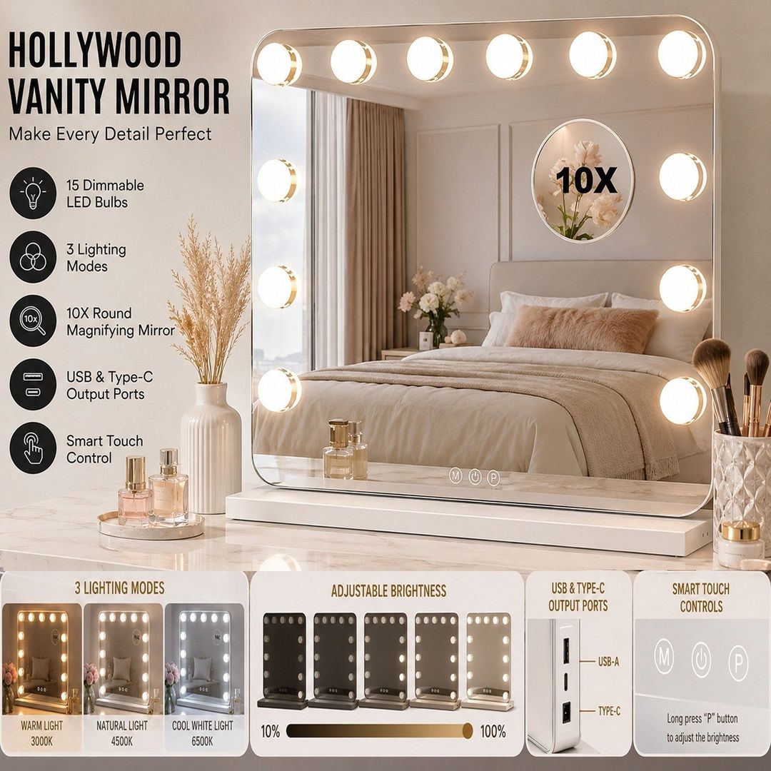 Vanity Makeup Mirror - white - Image 1