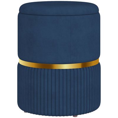 Homcom Ottoman Storage Velvet Luxe Teal/Gold - Thumbnail 2