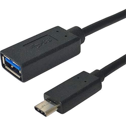 Cablenet 20cm USB 3.1c Male - USB 3.0 Type A Female Tailed Black - Image 1