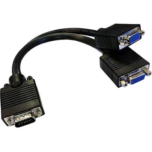 Cablenet 20cm SVGA Male - 2 x SVGA Female Black Cable Splitter - Image 1