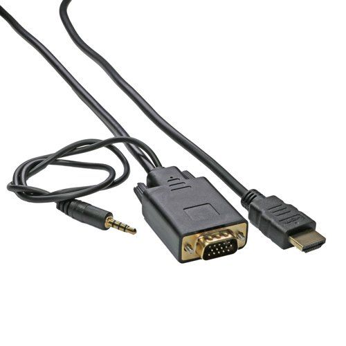 Cablenet 1.8m HDMI 1.4b Male - SVGA Male + 3.5mm Stereo 30AWG Black Cable - Image 1