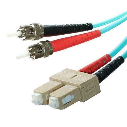 Cablenet 1m OM3 50/125 ST-SC Duplex Aqua LSOH Fibre Patch Lead - Image 1