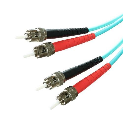 Cablenet 10m OM3 50/125 ST-ST Duplex Aqua LSOH Fibre Patch Lead - Image 1