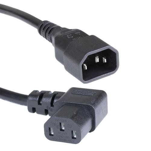 Cablenet 2m IEC C14 - Right Angle IEC C13 Black PVC 1.0mm Power Leads - Image 1