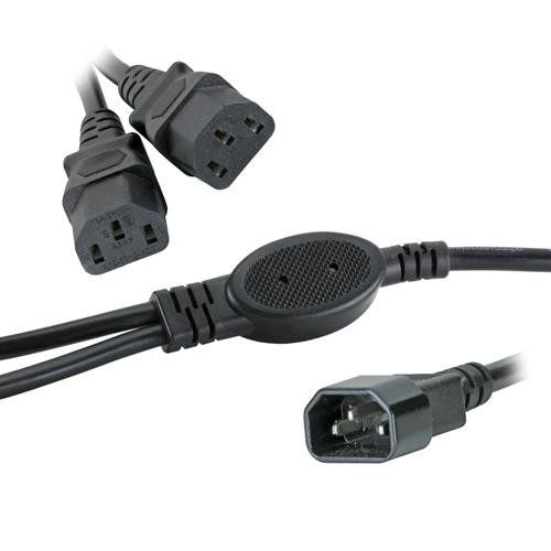Cablenet 2.5m IEC C14 - 2 x IEC C13 0.5m Legs Black PVC Power Leads - Image 1