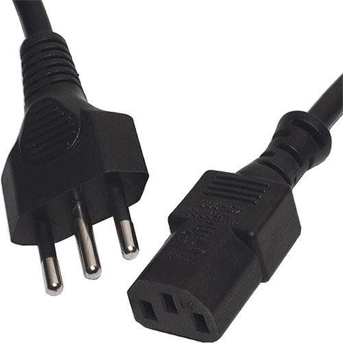 Cablenet 2m Swiss Plug - IEC C13 Black PVC 1.0mm Power Leads - Image 1