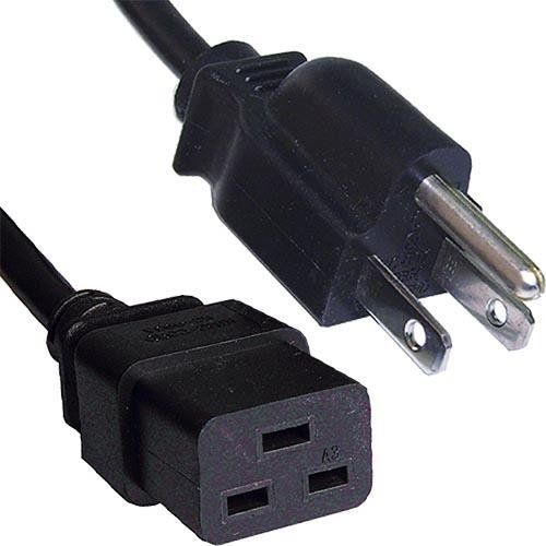 Cablenet 2m USA Plug (3 Pin) - IEC C19 Black PVC Power Leads - Image 1