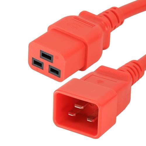 Cablenet 1m IEC C20 - IEC C19 Red PVC 1.5mm Power Leads - Image 1