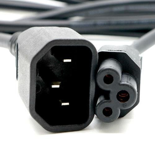 Cablenet 2m IEC C14 - IEC C5 Cloverleaf Black PVC 0.75mm Power Leads - Image 1