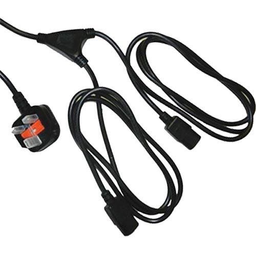 Cablenet 2.5m UK (13 Amp) - 2 x IEC C13 0.5m Legs Black PVC Power Lead - Image 1