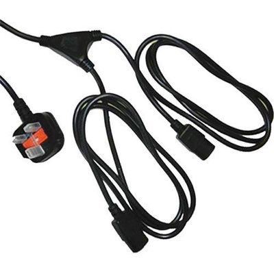 Cablenet 2.5m UK (13 Amp) - 2 x IEC C13 0.5m Legs Black PVC Power Lead