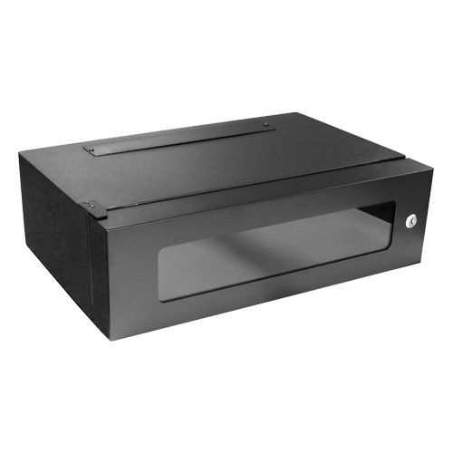 Cablenet 3u x 360mm Deep Lockable Wall Rack 19inch Black Glass Door - Image 1