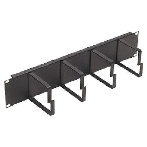 Cablenet 2u 4 Ring Cable Management Bar 100mm Rings Black - Image 1