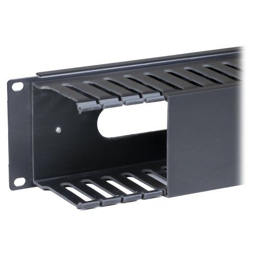 Cablenet 2u Cable Dump Panel Plastic with Pass Through Black - Image 1