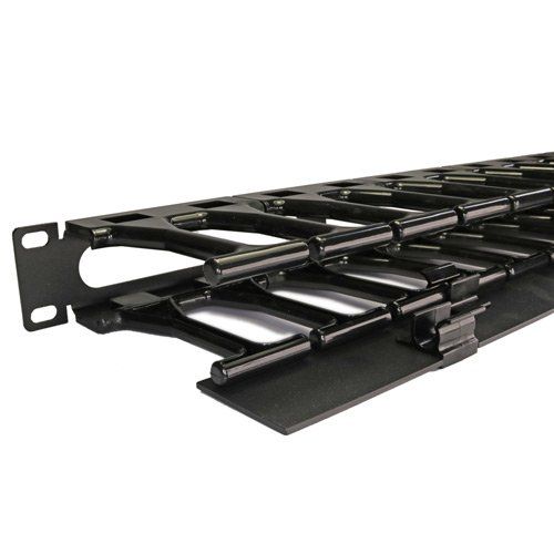 Cablenet 1u Slotted Finger 19inch 92mm Depth Cable Management Black - Image 1