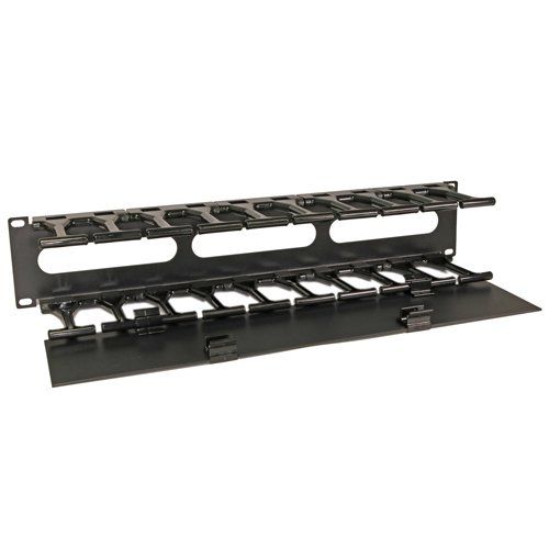 Cablenet 2u Slotted Finger 19inch 92mm Depth Cable Management Black - Image 1