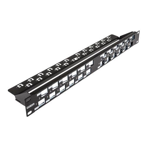 Cablenet 24 Port Cat6a 1u Unloaded Keystone (Angled Jacks) Patch Panel - Image 1